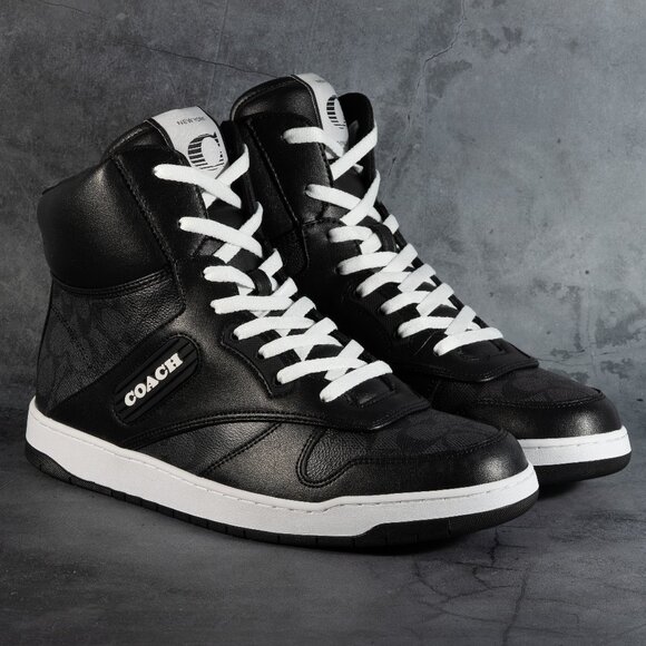 Coach C202 High Top Sneaker in Signature Canvas Size 9.5 D New With Box - Picture 1 of 16